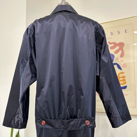 Vintage 80’s Navy Blue Nylon Trench Coat - Picture 12 of 16
